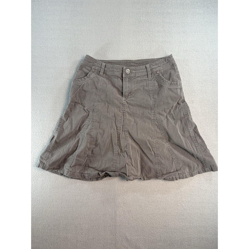 Kuhl Skirt Womens 8 Gray Twill A-Line Short‎ Stretch Pockets Casual Outdoor